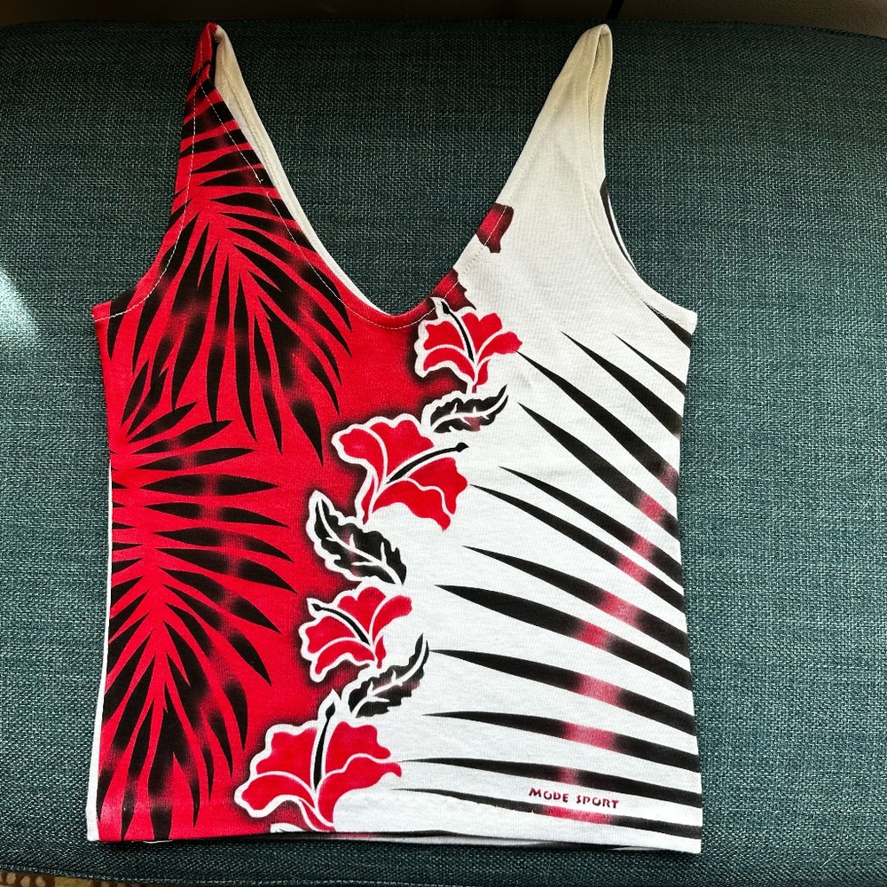 1980's OOAK Floral Tiger Strip Air Brushed Tank Tops by LA artist NOS